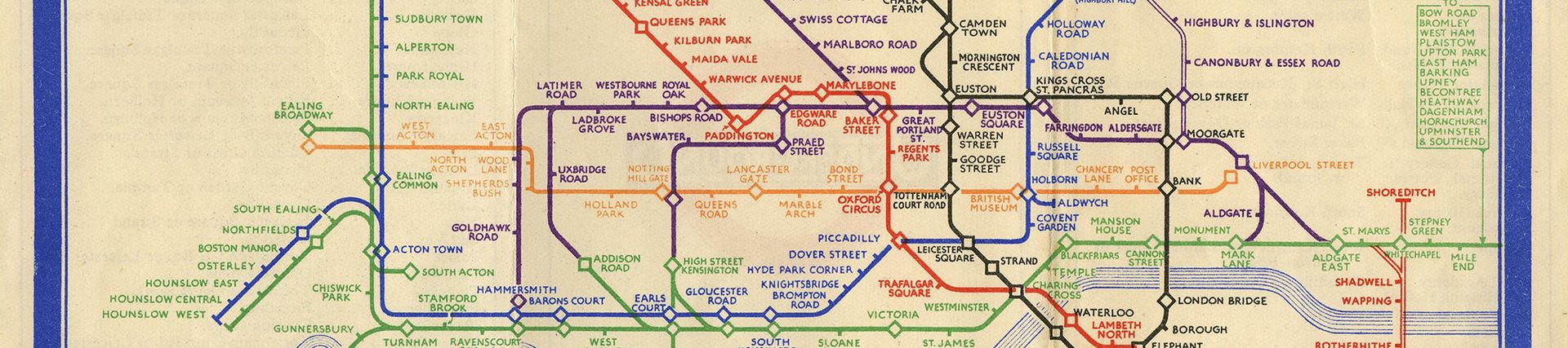 AN early version of the Underground map as designed by Harry Beck