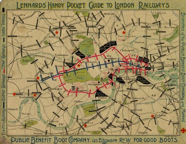 hypotese mental Chip Pocket London Railways map, 1900. | London Transport Museum