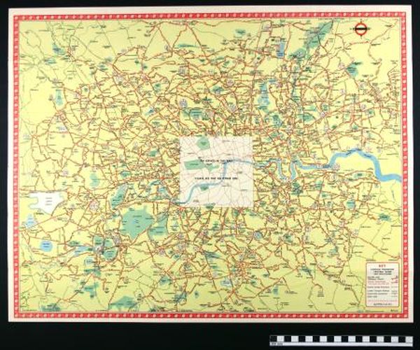 Pocket bus and trolleybus map, issued by London Transport, July 1954 ...