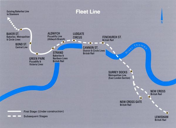 Digital file image of early Fleet Line map 1971  London